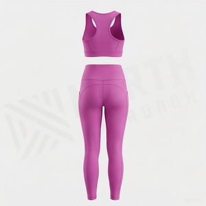 Conjunto de yoga de cintura alta para mujer, 2 piezas, sujetador deportivo sin costuras y leggings largos - Product Image 2