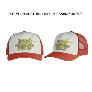 Unisex Trucker <b>Hat</b> 260 GSM Premium Cotton Foam Front <b>Navy</b> Mesh 5 Panel Custom Heat Transfer Print Embroidery Logo Waterproof - Product Image 4