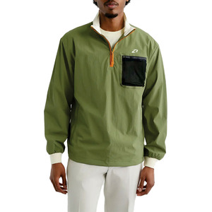 Chaqueta Ligera de Hombre con Media Cremallera y Bolsillo en el Pecho, Color Oliva, Estilo Utilitario, para Verano - Product Image 2