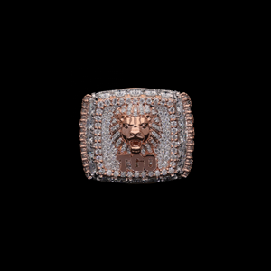 Anillo de Plata 925 con Baño de Oro Rosa, Diamantes Cultivados en Laboratorio y Moissanita, Diseño de Cabeza de León, Estilo Hip Hop, para Hombre, Color D, para Fiestas - Product Image 1