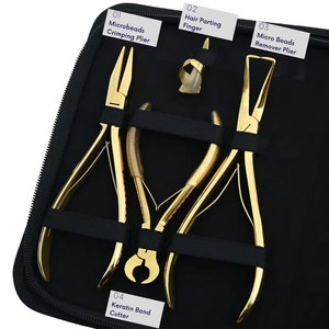 Kit complet d'extensions de cheveux en acier inoxydable avec outils de beauté professionnels imperméables, pinces d'extension, outil à boucle, aiguille à crochet - Product Image 5