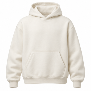Stringless Oversized <b>Hoodie</b> for Men Clean Minimal Boxy Pullover Drop Shoulder Kangaroo Pocket Luxury Streetwear Blank Wholesale - Product Image 1