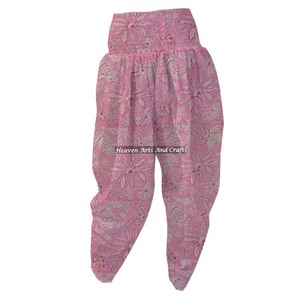 Floral Hand Block Printed 100% Cotton Pajama Romantic Bohemian Indian Style Elastic Waist Simple Nightwear Jaipur - Product Image 3