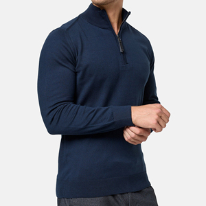 Pull en maille pour homme à col montant, coupe ajustée, couleur unie, manches longues - Product Image 2
