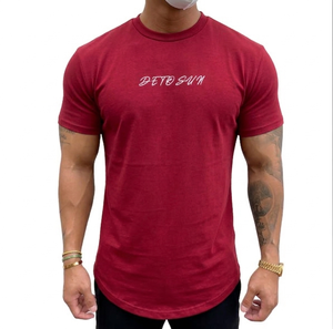 Camiseta Gráfica con Corte Musculoso y Dobladillo Curvo para Hombre - Ropa Deportiva de Algodón Premium - Product Image 3