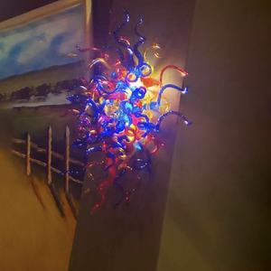 黄色のガラス彫刻ハンドブラウンガラス壁掛けライト装飾壁取り付け用燭台 - Product Image 6