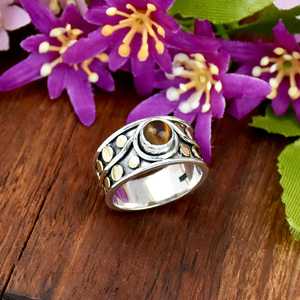 Handmade <b>Tiger</b> <b>Eye</b> 925 Sterling Silver <b>Ring</b> Boho Statement Jewelry for Her For Birthday Anniversary Valentines Day Gifts - Product Image 1