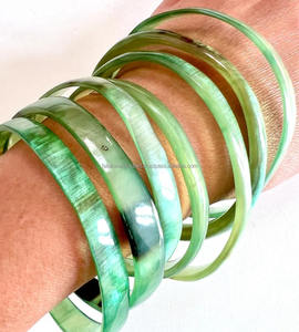 Conjunto de brazaletes de color verde oscuro, pulseras a juego de calidad superior, venta al por mayor, conjunto de brazaletes de cuerno de búfalo de Falak World Export - Product Image 5