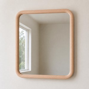 Orion Handicraft Modern Minimalist Solid Wood Eco-Friendly Handmade <b>Wall</b> <b>Mirror</b> <b>Rectangular</b> Rounded Corner Frame Bathroom Vanity - Product Image 2