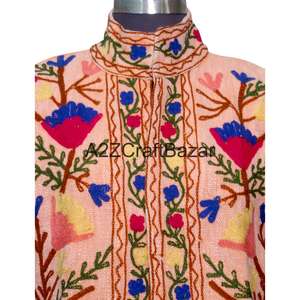 Blouson Bomber Vintage à Motif Floral Printemps/Été/Hiver 100% Coton Broderie Machine Design Dessiné à la Main Écologique Col en V - Product Image 3