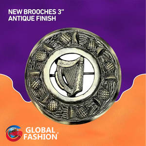 Broche de Kilt Escocés con Diseño de Cardo de 7 cm, Broche de Arpa Antiguo Personalizado al por Mayor para Hombres y Mujeres - Product Image 3