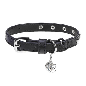 Custom New Leather Cat Collar With <b>Studded</b> Necklace Rhinestone Bling Crystal Flower Decoration Leather Cat Pin Buckle Collar - Product Image 1