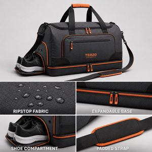 Sac de voyage extensible léger de haute qualité avec logo personnalisé, compartiment à chaussures, résistant à l'eau, sac de sport - Product Image 5