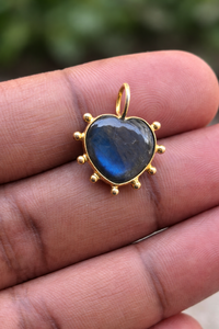 Pendentif religieux en argent sterling 925 avec labradorite naturelle, forme cœur unique, serti clos, fait main, idéal pour les fêtes - Vente chaude - Product Image 2