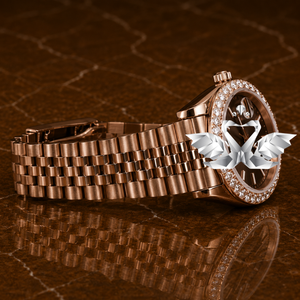 Custom Brand Rose Gold Brown Face Diamond Watch Men Stainless Steel Watch - Product Image 2
