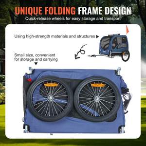 Blue/Black Folding <b>Dog</b> <b>Bike</b> Trailer Supports 100 Lbs Easy Bicycle <b>Carrier</b> Quick Release Wheels Universal Bicycle Pet <b>Carrier</b> - Product Image 6