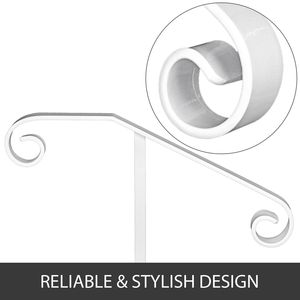 Corrimano in ferro battuto bianco per 1 o 2 gradini, dispositivo di assistenza con supporto a montaggio singolo per gradini - Product Image 2
