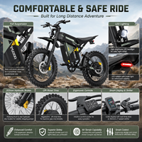 Vélo électrique tout-terrain haute puissance 6000W, 60V 30Ah, longue autonomie, pneus larges, vitesse 80 km/h, suspension intégrale, moto électrique de montagne