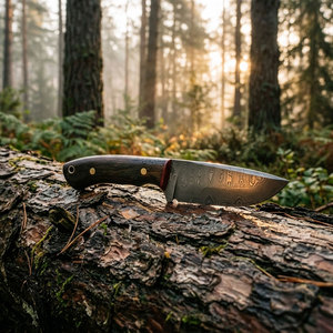 Cuchillo de caza de acero de Damasco con acabado artesanal, mango duradero, patrón elegante y equipo de caza para exteriores - Product Image 6