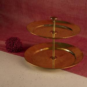 Support de service traditionnel en laiton gravé à la main à deux niveaux pour la présentation sur table au Moyen-Orient et en Europe - Product Image 1