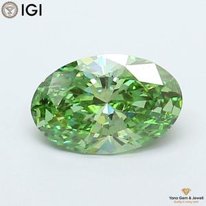 Diamante Cultivado en Laboratorio CVD de Primera Calidad, Color Verde Intenso, Claridad VS2, 1.50 Quilates, Corte Ovalado con Certificado IGI para Anillo de Obra Maestra - Product Image 1