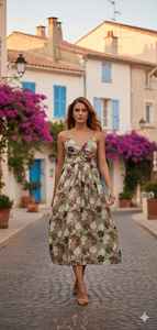 Robe de soirée élégante et luxueuse, tendance, à imprimé floral, en coton, moderne, avec des sequins, pour les fêtes et le quotidien - Product Image 5