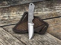 Couteau de chasse personnalisé DIY OEM en acier inoxydable, lame à pointe tombante, bord droit, manche gravé, étui en cuir, 8 pouces, 0,5 mm