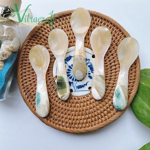 ช้อนทำด้วยมือแบบพรีเมี่ยมที่ไม่ซ้ำกันผสมของแม่มุกกับเปลือกหอยหอยโข่งนำความใหม่เมื่อใช้ขนาด8ซม. - Product Image 1