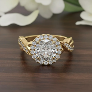 Anillo de Compromiso con Diamante Cultivado en Laboratorio de 1.5 Quilates, Banda de Oro Trenzada, Joyería Nupcial Única, Regalo de Aniversario para Boda, Elegante Anillo Solitario - Product Image 1