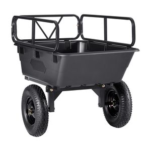 10 Cu. Rimorchio da Giardino/UTV/ATV da 227 kg (500 libbre) con Pneumatici da 16 Pollici, Carrello Ribaltabile Manuale a Spinta/Piede, Rimorchi Utilitari per Carico - Product Image 1