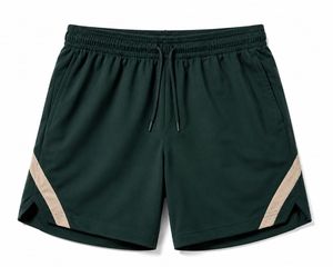 Shorts de sport pour homme, séchage rapide, couleur unie, avec logo sur le devant, bande latérale, taille élastique, longueur mi-cuisse, 100% coton - Product Image 2