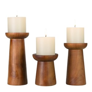 Handcrafted Sheesham Wood <b>Candle</b> Holders Wholesale - Walnut Brown <b>Tapered</b> Design - Product Image 2