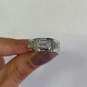 Emerald Cut Lab Grown Diamond Wedding Band 1.50 Carat <b>Men</b> Wholesale 14k 18k Gold Bezel <b>Set</b> Step Cut Engagement <b>Ring</b> Manufacturer - Product Image 1