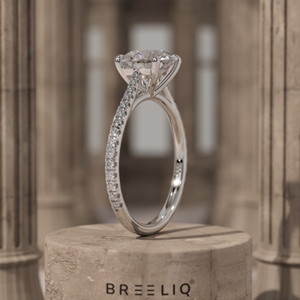2CT Round Diamond Engagement Ring 14K Solid Gold 4 Prong Solitaire Ring Pave Band <b>Bridal</b> Ring Custom OEM ODM Jewelry Supplier - Product Image 4