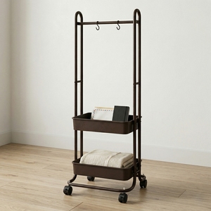 OEM Sale Metal Double Hanging Clothes <b>Rack</b> Wheels DIY Home Housewares Storage Organizer Factory Manufacturer for Laundry - Product Image 1