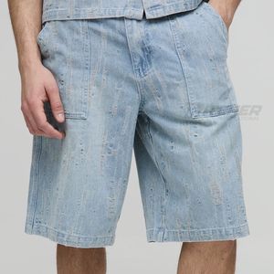 Shorts en jean foncé décontractés pour homme, style streetwear d'été - Mode respirante et écologique - Product Image 1