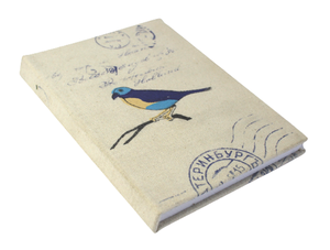 Carnet en papier de coton fait main avec un magnifique motif d'oiseaux imprimé en sérigraphie multicolore, couverture rigide, cadeau d'entreprise - Product Image 2