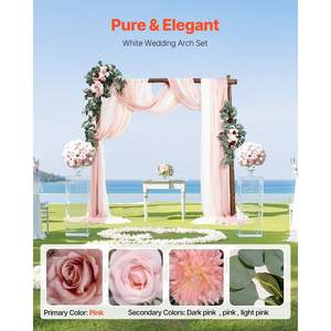 Kit de fleurs élégantes rose clair pour arche de mariage, tissu drapé de 33 pieds, décoration florale artificielle pour toile de fond de cérémonie et de réception - Product Image 3