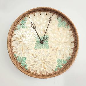 Horloge artisanale en rotin naturel pour décoration murale et de table, prix fabricant. - Product Image 5