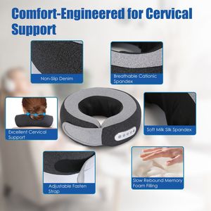 Cuscino Massaggiante Elettrico 2-in-1 in Memory Foam con Calore, 3 Velocità e Timer, per Collo e Spalle, Ideale per Viaggi e Casa - Product Image 4