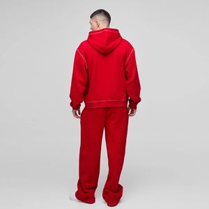 Ensemble de survêtement streetwear personnalisé délavé, essentiel, avec pantalon de survêtement évasé, sweat à capuche ample et épais, et pantalon de jogging, style oversize - Product Image 6