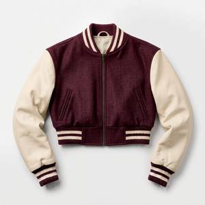 Veste universitaire personnalisée pour femmes, manches en cuir, corps en laine, broderie, vente en gros pour les marques de mode, étiquette privée - Product Image 1