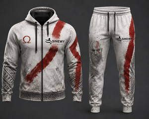 Sinewy Sports God of War Legacy Kratos Premium Warrior Windproof Printed Lightweight Winter Tracksuit Collection Edition - Product Image 1