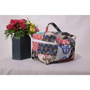 Bolsa de Cosméticos Grande de Algodón Acolchado con Diseño de Patchwork, Bolsa de Maquillaje Hecha a Mano, Organizador de Artículos de Aseo para Viaje, Bolsa de Almacenamiento con Cierre - Product Image 3