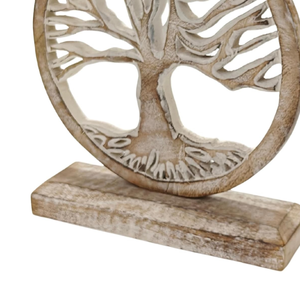 Escultura de Madera Artesanal Redonda con Diseño Grabado, Decoración de Mesa, Estatua de Madera de Mango para Decoración de Vestidores - Product Image 5