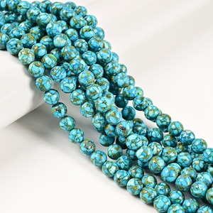 Perles rondes en turquoise bleu cuivre Mohave de la marque Rare Gems Factory, 15,5 pouces, perles rondes en pierre - Product Image 3