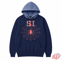 Premium Özel Örümcek Ağı Desenli Kapüşonlu Üst, Büyük Beden Ağır Grafik Baskılı Sweatshirt, Sokak Modası OEM ODM Özel Etiket Toptan Satış