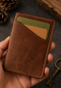 Porte-cartes en cuir véritable fait main sur mesure, minimaliste, fin, étui pour cartes de crédit, mini portefeuille de luxe LCH-0214 - Product Image 3