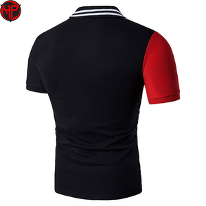 Polo de algodón con bloques de color para hombre, manga corta, cuello en contraste, camisa casual de golf, ropa de calle, top con logo personalizado, polo para hombre - Product Image 2