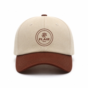 Casquette de baseball non structurée à 6 panneaux en sergé de coton beige et marron de qualité supérieure, personnalisable bicolore – Vente en gros OEM - Product Image 4